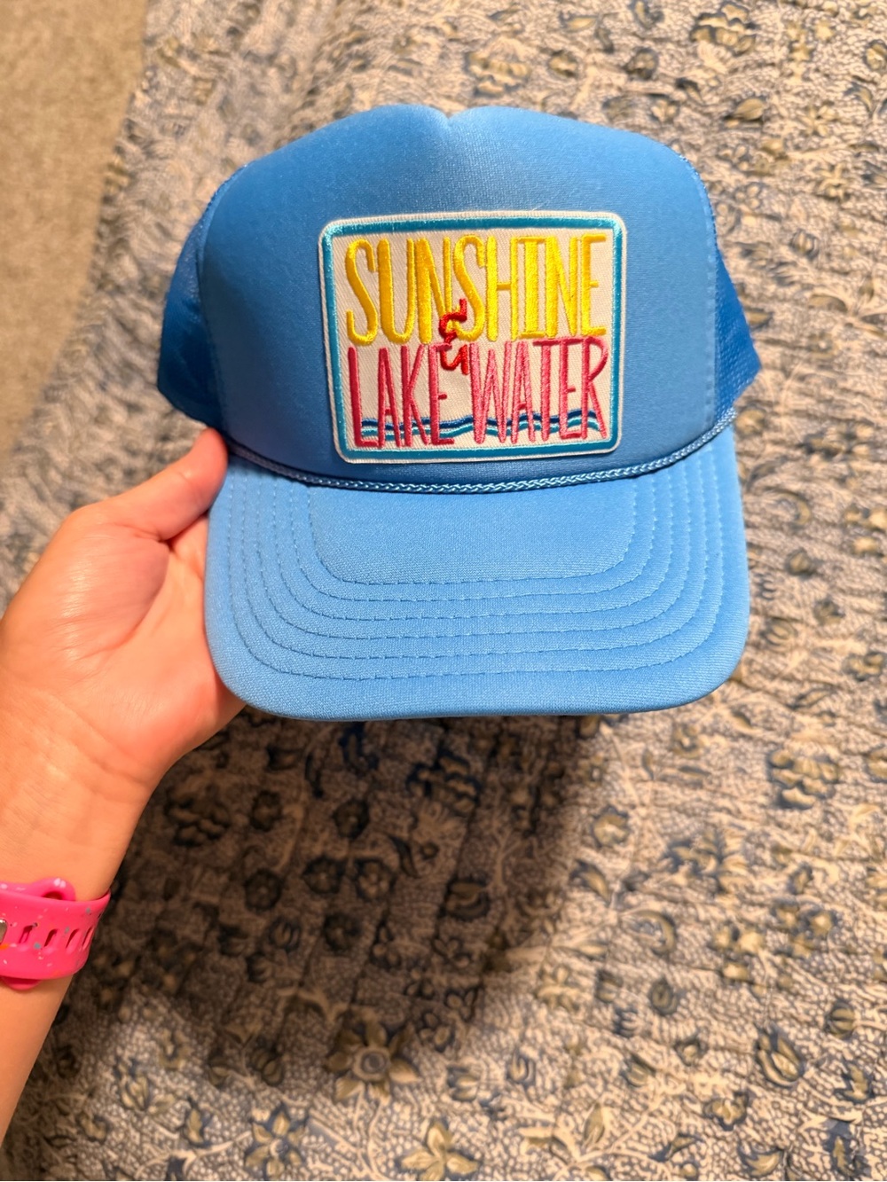 Blue 'Sunshine & Lake Water' Trucker Hat